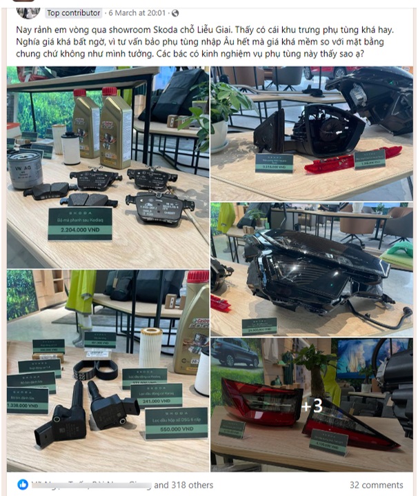 Bảng giá phụ tùng Skoda Việt Nam